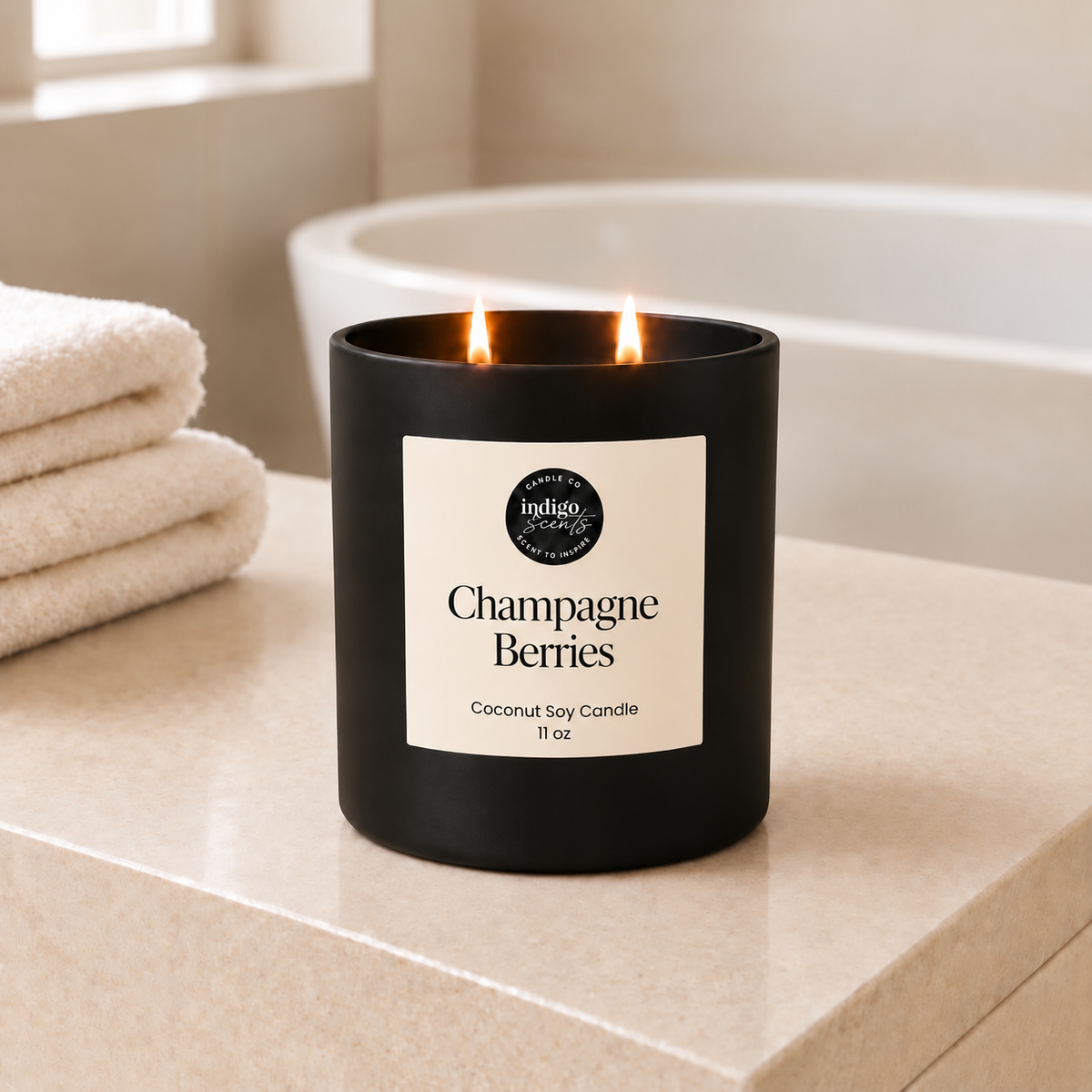 Champagne Berries Candle | Matte Black Jar