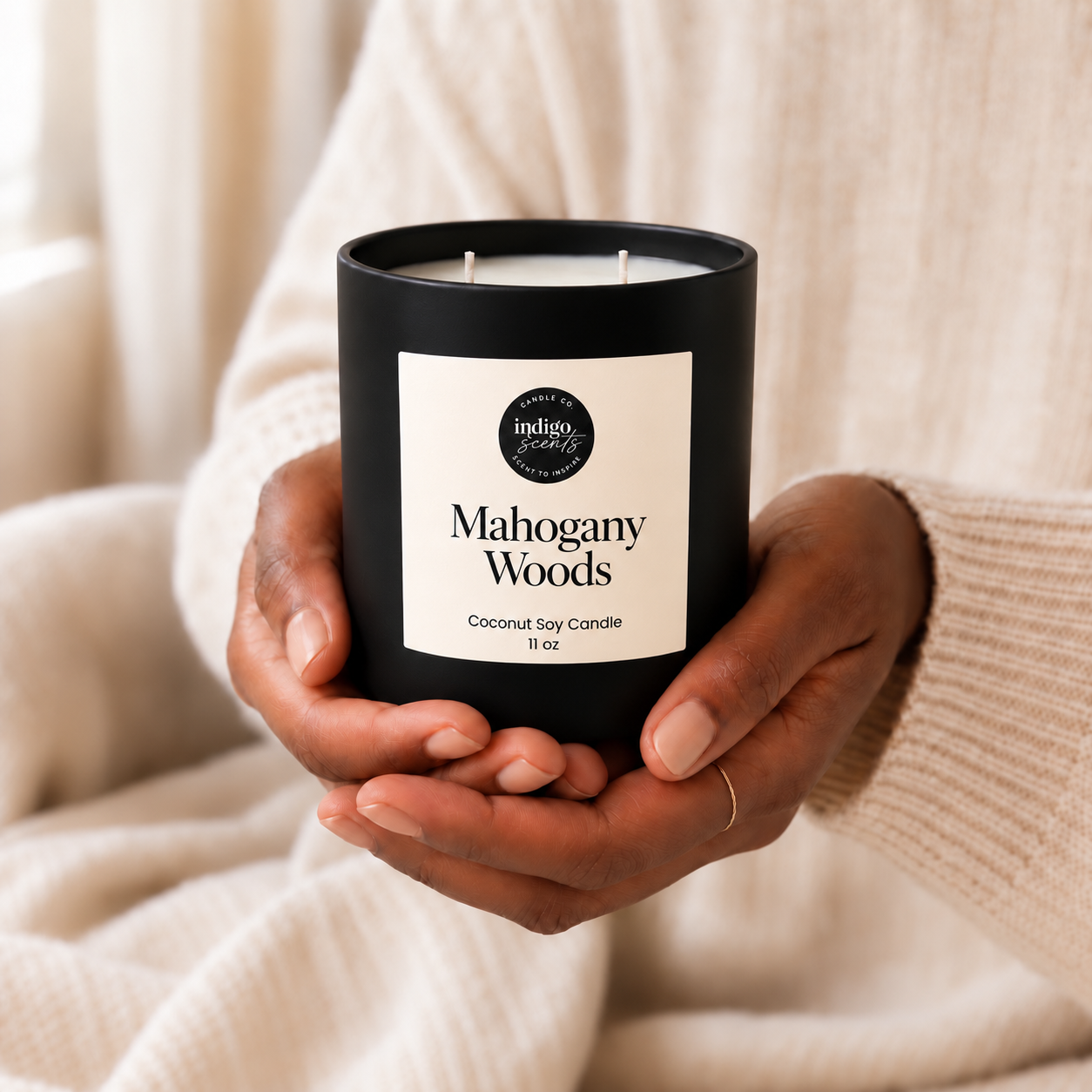 Mahogany Woods Candle | Matte Black Jar