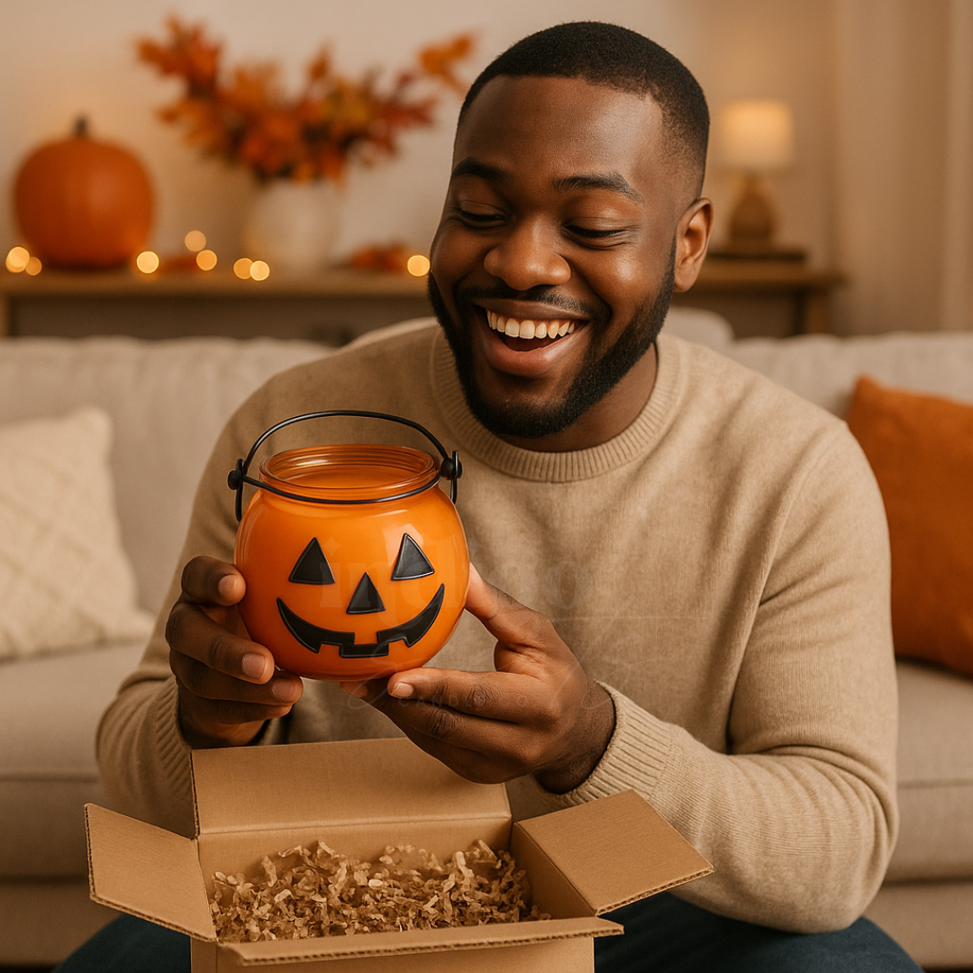 Jack-O’-Lantern Coconut Soy Candle | Festive Pumpkin Fall Candle