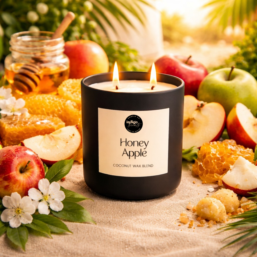 Honey Apple scent photo featuring fresh apples, honey butter, vanilla sugar, and creamy notes inspired by a warm, cozy orchard fragrance