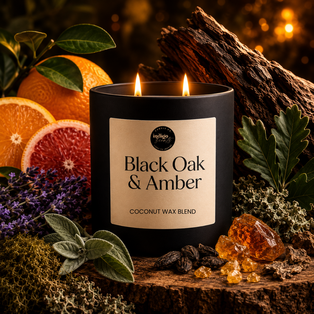 Black Oak & Amber Candle | Matte Black Jar